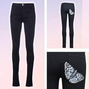 GUCCI Appliqué Black Butterfly Skinny Denim Jean Sz 28